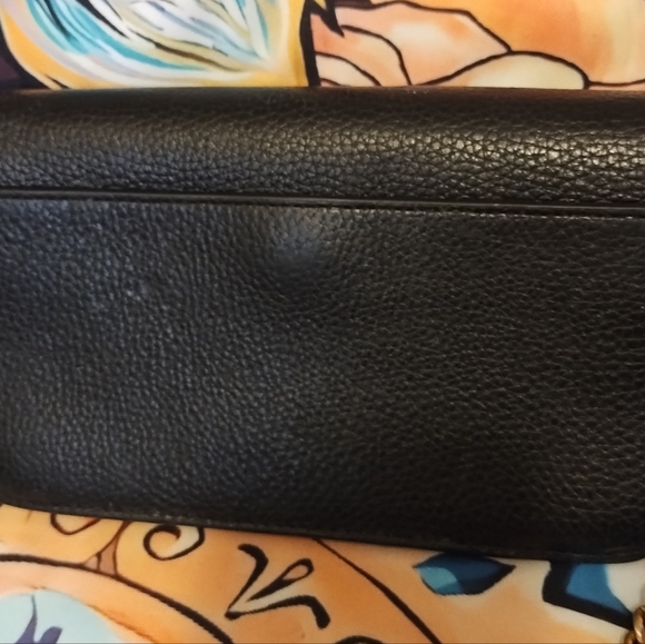 Tory Burch Britten Chain Wallet with Wristlet Pebbled Leather, Black GUC - Picture 4 of 10